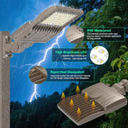 BBESTLED 200 Watts Outdoor LED Lights for Parking Lot Commercial, LED Parking lot Lights Adjustable Wattage Arm Mount Industrial UL DLC Listed 30000LM IP65 5000K 100-277VAC, LED Shoebox Pole Light