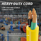 6 FT 12/3 Gauge Outdoor Extension Cord with Multiple Outlets Light Indicator, Flexible 3 Outlet Weatherproof Heavy Duty Extension Cord Waterproof Yellow, 15A 1875W 12AWG SJTW, ETL Listed