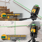 PREXISO 360 Laser Level with Tripod - IP54 Rechargeable Wide Angle Vertical Line Laser, 100Ft Green 3 Brightness Adjustment Self Leveling Cross Line for Construction, Floor Tile, Renovation