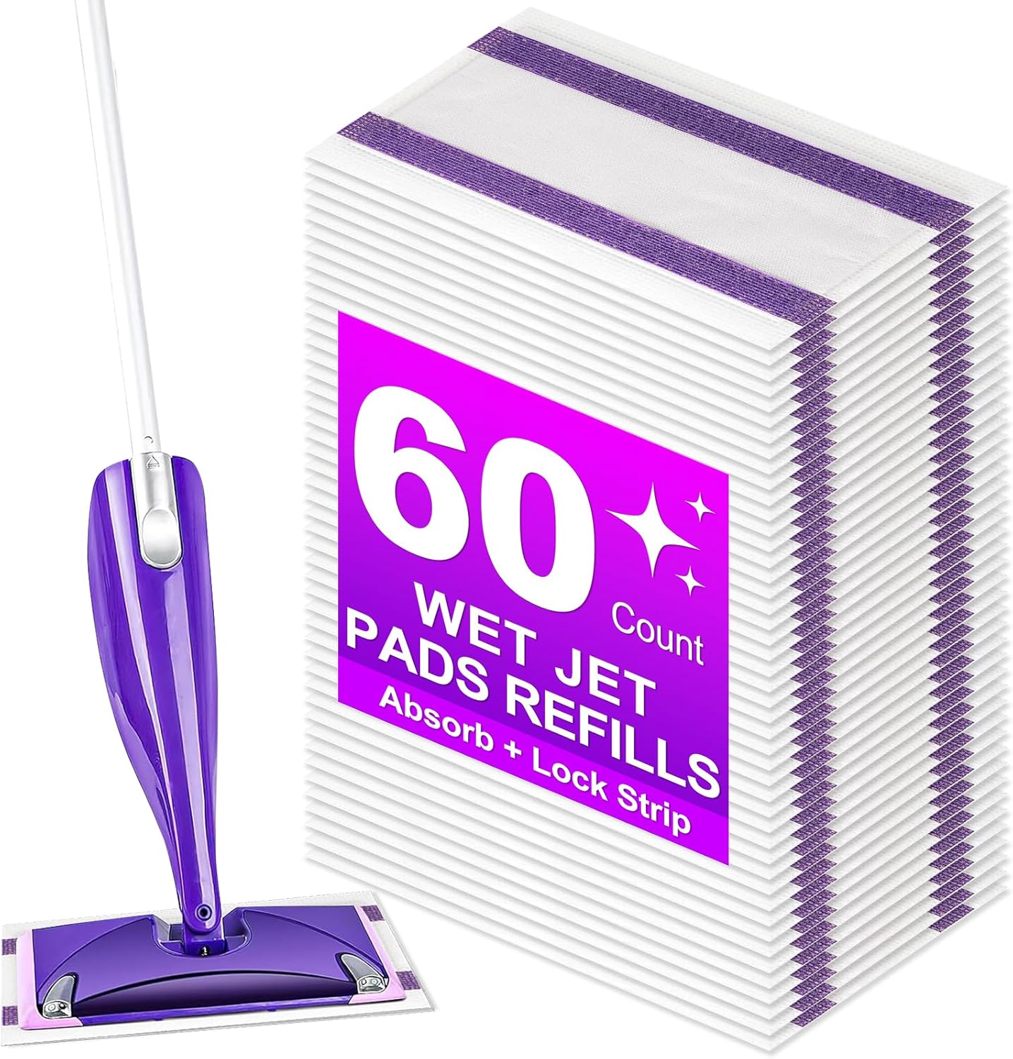 60Pack Mopping Pad Refill for swiffer Wetjet Mop Compatible with swiffer Wet Pads Refill Replacement for swiffer Wet Jet Pads Disposable Multi Surface Floor Mop Pads, Thickness & Absorbent