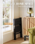 GameGem 2 Step Ladder, Folding Step Stool with Wider Pedal, Anti-Slip Feet & Non Slip Stripes, Aluminum Sturdy Material, 300Lbs Capacity, Elegant Look of Piano Black Better Matches Your Home