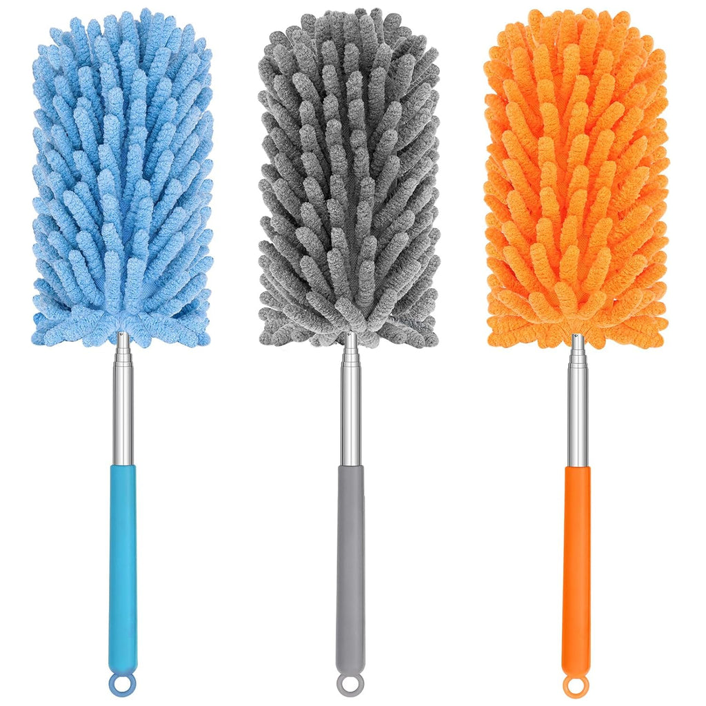 Mini Duster for Cleaning, 360° Bendable Hand Dusters with Extension Pole, Washable Small Duster for Car Interior, Office, Furniture
