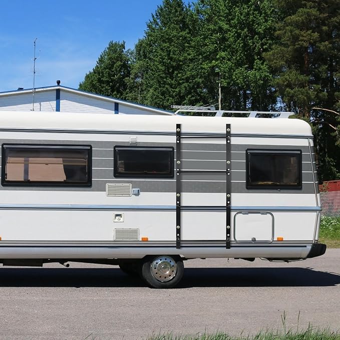 4-Rung Window Well Ladder Straight, Heavy Duty Steel Fire Escape Ladder, Powder-Coated Basement Egress Wall Mounted Ladder 45.2" Lx17.9 W, Black