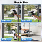 Window Vacuum Squeegee Cordless, 2000Pa Electric Window Cleaner Tool with 2200mAh & 150ml Water Collection Tank, Window Cleaning Kit Shower Squeegee for Glass Doors, Windows, Mirrors, Car (White)