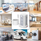 Power Strip Surge Protector, 10 Ft Extension Cord with 12 AC Multiple Outlets 4 USB (1 USB C), SMALLRT Power Tower Desktop Charging Station (White, 10 FT)