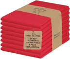 Urban Villa Flour Sack Red Kitchen Towels 100% Cotton Highly Absorbent Dish Towels for Bread Proofing Baking Drying Dinnerware Glass Embroidery DIY Projects Zero Lint 27x27 Inches (8 Pack)