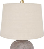 Nourison Home 23" Greyish Brown Earth Tone Rustic Farmhouse Ceramic Table Lamp for Bedroom, Living Room, Dining, Office, with Beige Linen Shade