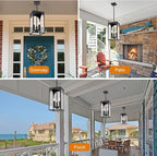 VINLUZ Modern Oil Rubbed Bronze Chandelier 3 Light Dining Room Light Fixture with Clear Glass Shade Industrial Outdoor Pendant Lights for Entryway Hallway Porch