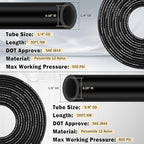 CheeMuii 23 PCS Brass DOT Air Line Fittings with 30FT 1/4" and 20FT 3/8" DOT Air Line Kit Push Lock Quick Connect Fittings with Pneumatic Tubing Set