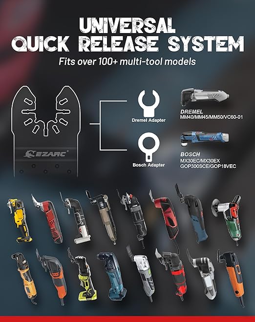EZARC Carbide Oscillating Saw Blades, Multitool Blades Quick Release for Hard Material, Hardened Metal, Nails, Bolts and Screws, 10-Pack