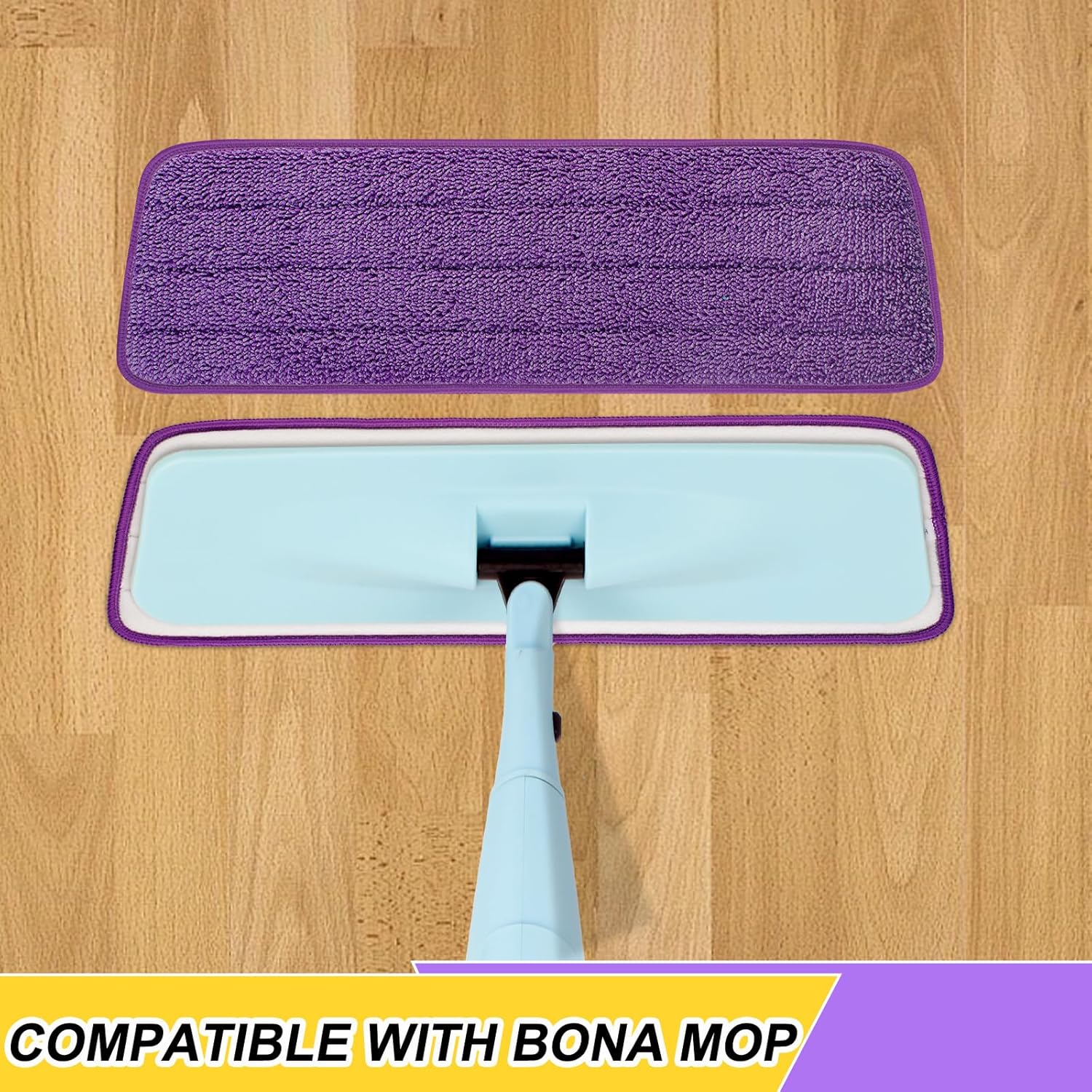 16.5 inch Reusable Mop Pads Microfiber Spray Mop Replacement Heads for Wet/Dry Mops Compatible with Bona Floor Care System (5 Pack)
