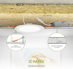 ASD 6 Pack LED Recessed Lighting 6 Inch 12W, 5 CCT 2700K-5000K CRI90+, IC Rated Ultra Thin Dimmable Ceiling Lights with J Box, Canless Wafer Downlight, Round Slim Panel Light, Energy Star ETL, White