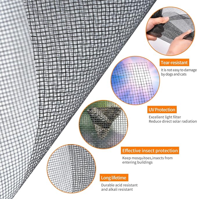Fiberglass Window Screen Roll 72” x 100’ Easy to Use Black Replacement Window Screens for House Windows or Door