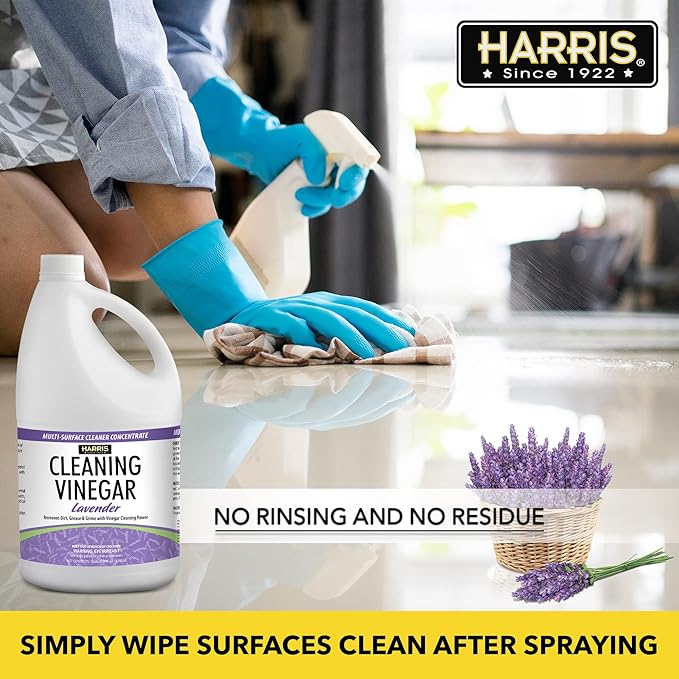 HARRIS Cleaning Vinegar All Purpose Household Surface Cleaner, 128oz (Lavender) with Easy Fill Funnel
