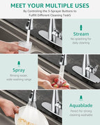 Mbillion Universal Polished Chrome Kitchen Faucet Sprayer Head Replacement – 3-Function Pull-Down Nozzle with 14 Adapters – Fits Moen, Delta, Kohler, WEWE & American Standard