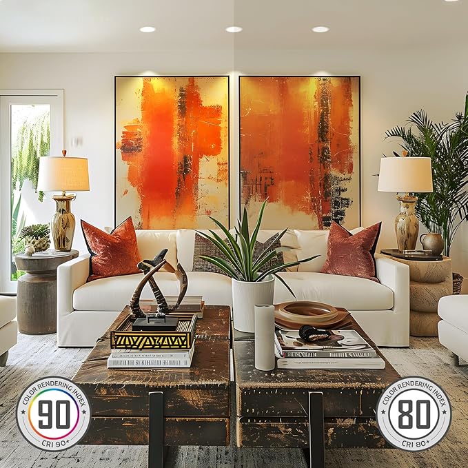 TORCHSTAR 6 Inch Slim LED Recessed Lighting with Junction Box, CRI90 Aluminum Dimmable 12W Ultra-Thin Recessed Light, 4000K Cool White, 1100LM Basic Series LED Downlight, ETL & ES & FCC, Pack of 6