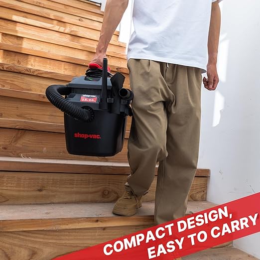 Shop-Vac 2.5 Gallon 2.0 Peak HP Wet Dry Vacuum with Blower, Wall-Mounted Portable Shopvac with 10 Feet Cord, 1.25 Inch x 4 Feet Hose, Small Vacuum Cleaner Ideal for Garage, Workshop & Home, 5430095