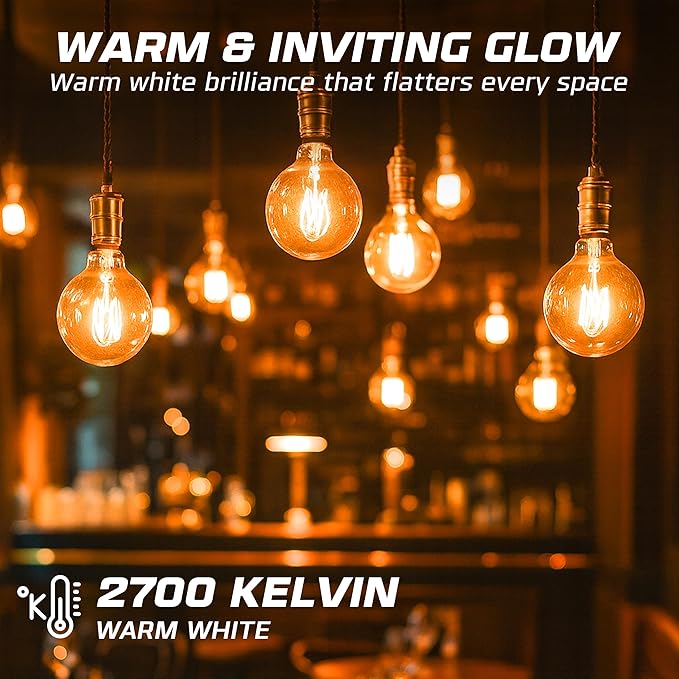 OHLECTRIC G16.5 Incandescent Globe Bulb (4-Pack) Decorative Light Bulb, 25 Watt, E12 Candelabra Base, Dimmable, 2700K Warm White, Clear Bulb, 232 Lumens. 120 Volt, Decorative G16½ Clear Light Bulbs