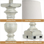 Farmhouse Table Lamp Set of 2, 28'' Bedside Lamps with USB A+C Port, Traditional Nightstand Lamps for Room, Vintage Table Lamp, Desk Lamp for Bedroom, Beige Lampshade, Rocker Switch, Bulb Included