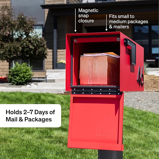 Adoorn Post Mount Mailboxes, 9.5 x 9.5 x 19.5 (HxWxD) Large, Galvanized Steel Modern Mailbox, for Daily Letters, Magazines and Packages, Weatherproof with Front Access Door - Aegean