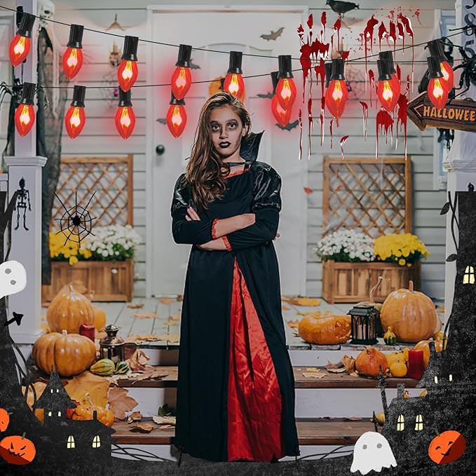 Abeja Flicker Flame Light Bulbs C7 Clear Flame Shape Candelabra Bulbs Fits C7 / E12 Base String Lights, Candelabra Lights, 25Pack