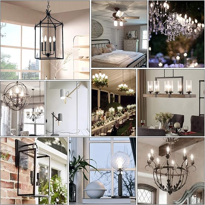 E12 Dimmable Candelabra LED Bulbs 40 Watt Candle Bulb 4000K Daylight Chandelier Light Bulb 4W Type B Light Bulb for Chandelier,Frosted Glass,400LM,6 Pack