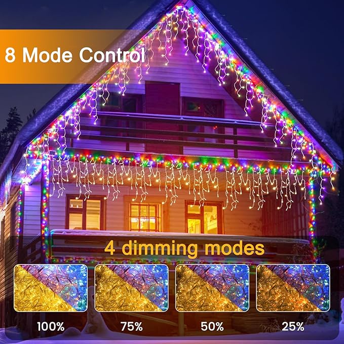 Christmas String Lights Outdoor - 131Ft/40M 1680 LED 8 Modes with Remote Control and App Waterproof Christmas Lights for Patio Yard Garden Wedding Party-Warm White to Multicolor