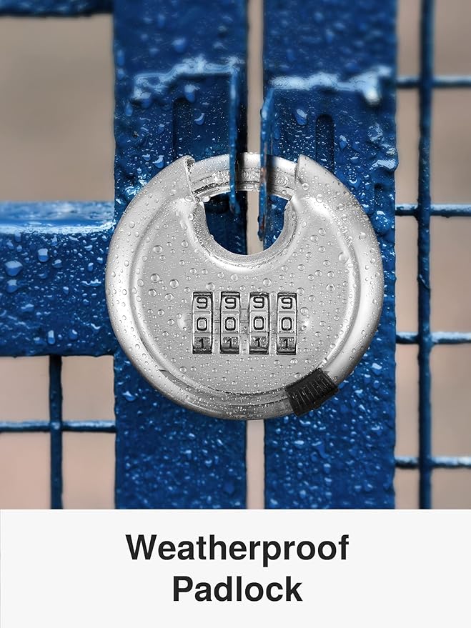 Puroma Combination Lock, Stainless Steel Disc Padlock with Hardened Steel Shackle, Keyless Heavy Duty Combo Lock for Outdoor Sheds Fence, Gate Hasps, Storage Unit, School Gym Locker (2 Pack, ‎Silver)