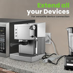 GEARit 360 Rotating Flat Plug Short Extension Cord with 3 Outlets (4ft, Gray) 16AWG/13A 3 Prong Wire, Outlet Saver for Home Office Dorm Room Essentials, ETL Certified