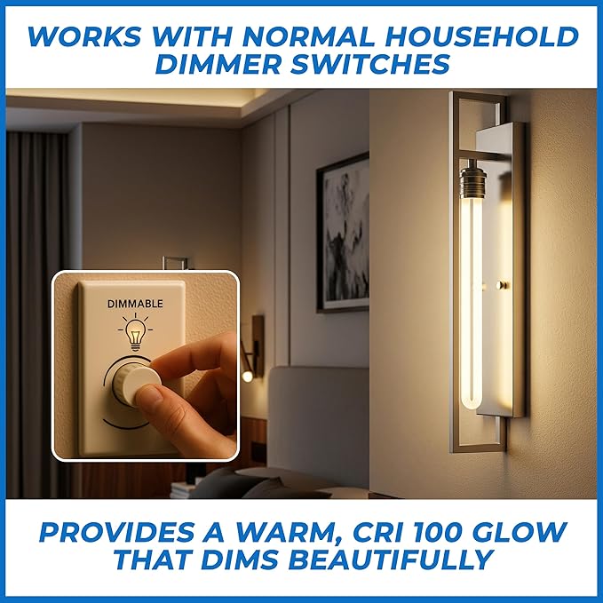 OHLECTRIC 40W T8 Clear Light Bulb (4 Pack) E26 Base, 120V, 2700K Warm White, Fully Dimmable, 190 Lumens, 2000 Hours - 11" Long