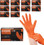 GLOVEWORKS Heavy-Duty Nitrile Gloves, Disposable, Latex Free, 8 Mil, Orange, Diamond Grip Glove