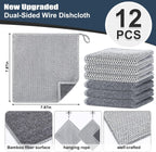 Navona 12 Pcs New Upgrade Steel Wire Dishcloth,Dry and Wet Dual-Use Steel Wire Cleaning Cloth,Powerful Cleaning Non-Scratch Wire Dishcloth Rag for Cookware, Sinks, Dishes, Stove Tops