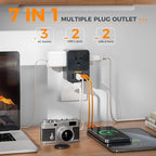 30W Wall Charger, TESSAN Fast Charging Multi Plug Adapter with 3 Outlet Extender Surge Protector, Multiple Plug with 4 USB Block Power Delivery (2 USB C Ports) for Home Office Essentials