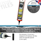 Precision 300ml from Floor-Fix Pro - Fix Loose Tiles - for Loose & Hollow Tiles, Wood, LVT & Laminate - Includes 1.9mm Syringe Tip - Adjustable to 6mm + Anti-Clog Performance (Pack of 12)