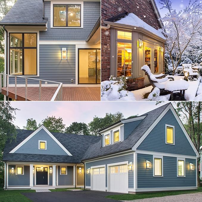 BesLowe Outdoor Wall Light Fixtures, Exterior Waterproof Wall Lanterns, Porch Sconces Lighting with E26 Sockets, Modern White Outside Lights for House Patio Front Door Entryway, 2-Pack