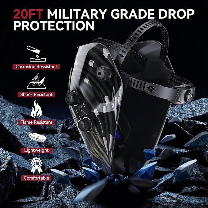 ARCCAPTAIN Auto Darkening Welding Helmet, 3.94"X3.66" Large Viewing Screen True Color Welding Hood with 4 Arc Sensor Solar Powered, Wide Shade 4-5/5-9/9-13 Welding Mask (Hunter)