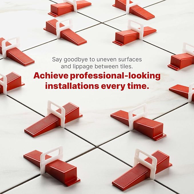 1401 Pcs Tile Leveling System with 1/32" (1mm) Tile Spacers, Tile Wedges and Tile Leveling Clips - Saves Time for Perfect and Precise DIY Installation of Ceramic Tiles - With Leveler Tool (Pliers)