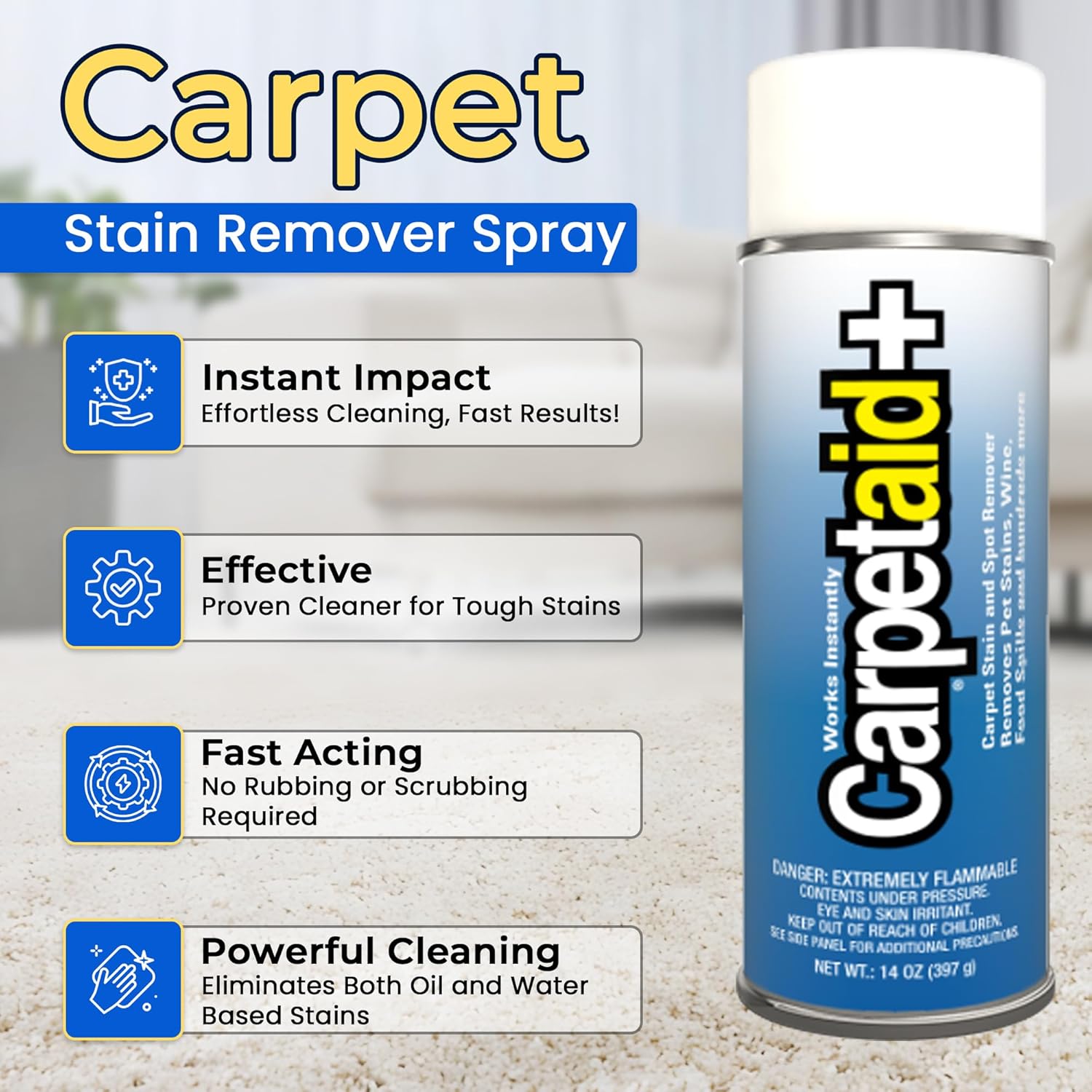 Carpet Stain Remover Spray, Carpet cleaner, Cleans Pet stains, Wine stain & spot, Upholstery Cleaner for Tough stain Oil & Dirt, Pack of 2