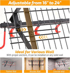 PLKOW Wall-Mounted Ski Rack, Skis Storage Rack for Garage Shed with Top Storage Shelf, Customizable Spacing, Supports Up to 560 lbs, 2-Pack