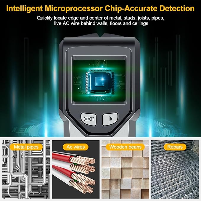 Stud Finder Wall Scanner - 5 in 1 Stud Finder Tool w/Smart Chip and HD LCD Display, Stud Detector Beam Finders for the Center and Edge of Wood AC Wire Metal Studs Joist Pipe (Soft Gray)