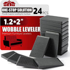 Furniture Leveler 24pcs Kit Size Variety | Multi-Purpose Rubber Shim for Leveling Feet Stable | Anti-Wobble Pad for Uneven Table, Dresser Leg, Toliet and More Furniture | Prevent from Wobbling