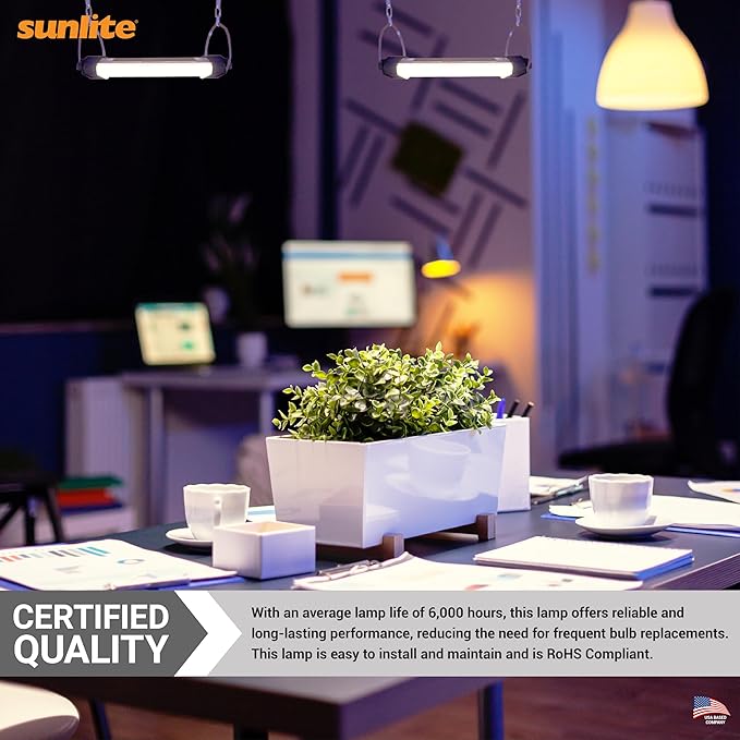 Sunlite 6-Inch F4T5/CW T5 Linear Fluorescent Lamp, 4 Watts, 135 Lumens, 4100K Cool White, Miniature G5 Bi-Pin Base, ROHS Compliant, High Performance Straight Tube, 10 Pack