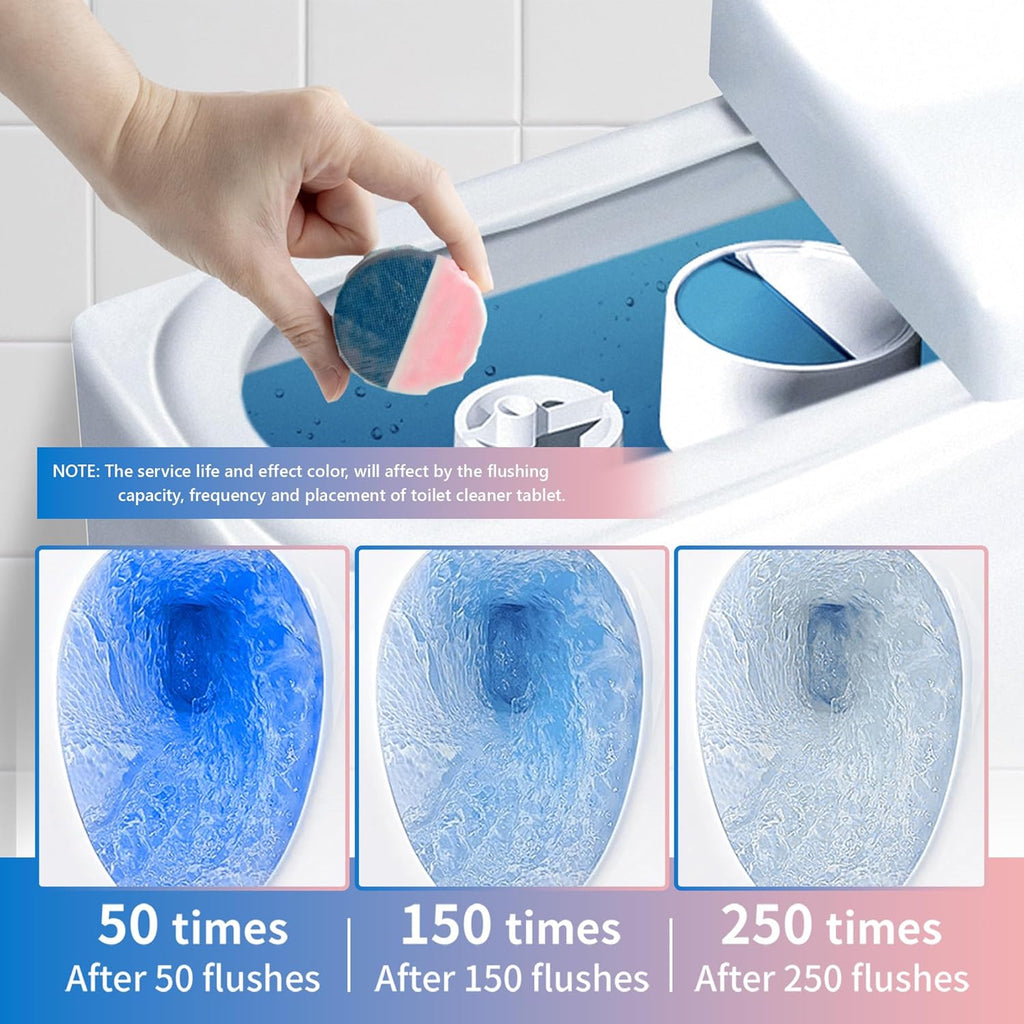 Toilet Bowl Cleaner Tablets, Automatic Toilet Bowl Cleaners, Long-Lasting Toilet Tabs Drop in Tank for Deodorizing & Descaling, Blue & Pink, 12 Packs