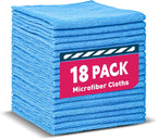 Microfiber Cleaning Cloths-18 Pack, Cleaning Rags, Microfiber Towels for Cars, Home Blue (12x12 inches)