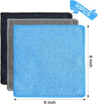 Tanlade 30 Pcs Microfiber Cleaning Cloth 6"x6" Cleaning Rags Reasonable Kitchen Towels Microfiber Towels Cars Wash Dry Erase Cloth (Blue/Gray/Black)