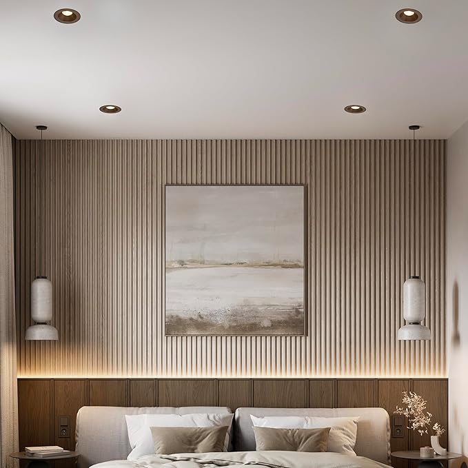 Maxxima 4 in. Ultra Thin Recessed Anti-Glare LED Downlight, Canless IC Rated, 1000 Lumens, 5 Color Temperature Selectable 2700K/3000K/3500K/4000K/5000K, Dimmable, Bronze Trim, 90 CRI, J-Box Included