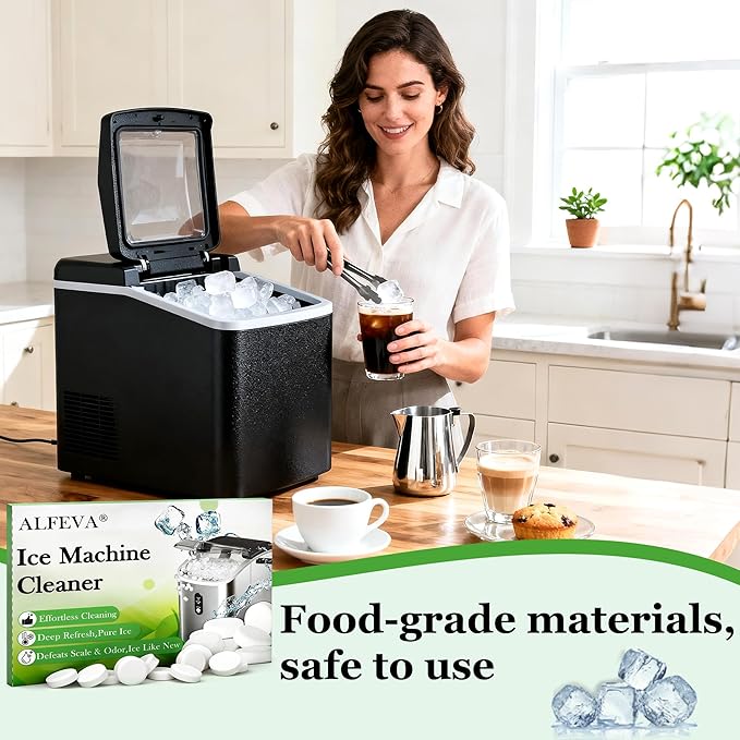 Ice Machine Cleaner Descaler Tablets (32pack) with 2 cleaning brushes,ice maker cleaner Ideal for Frigidaire,Opal,GE Profile, Kitchenaid countertop units.Removes Lime Scale,Calcium.