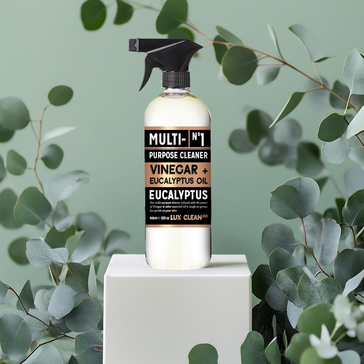 Lux Clean Multi-Purpose Cleaners, Vinegar with Eucalyptus and Peppermint | 32 Fl Oz Bottles, Pack of 4 | Home and Body Company