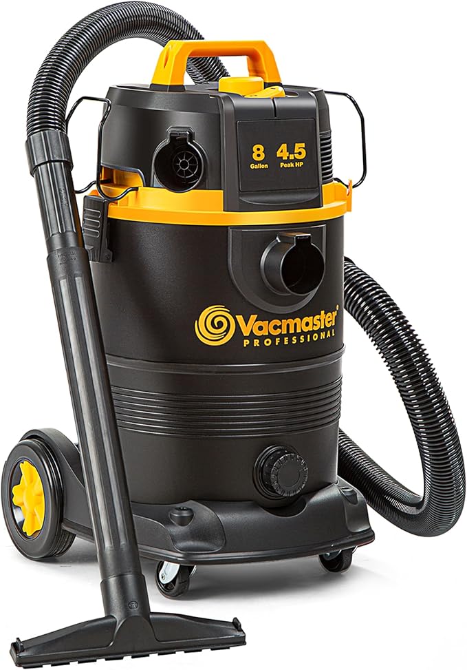 Vacmaster Professional VDK811PW 0201 8 Gallon 4.5 Peak HP Wet/Dry Vac with Self-Cleaning Filter System, 8 Gal, Black