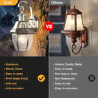 Outdoor Wall Lantern, 13.25IN Porch Lights Outdoor with Glass Shades, Large Waterproof Exterior Lighting Fixtures, Aluminium Outside Light for House Farmhouse Patio Doorway Garage (E26 Base Max 40W )